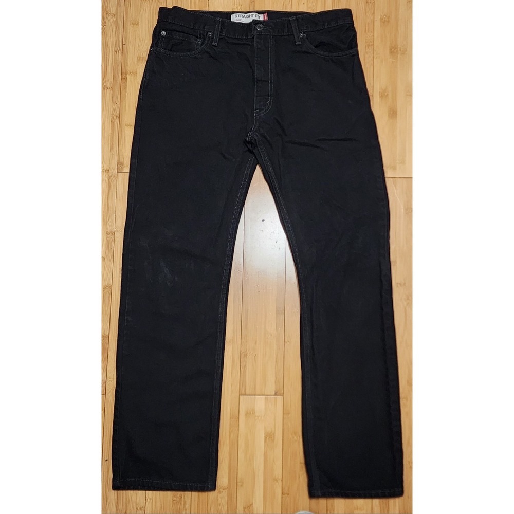 Levis 505 Jeans Mens 36x32 Black Regular Fit Straight Leg Zip Fly Denim Classic